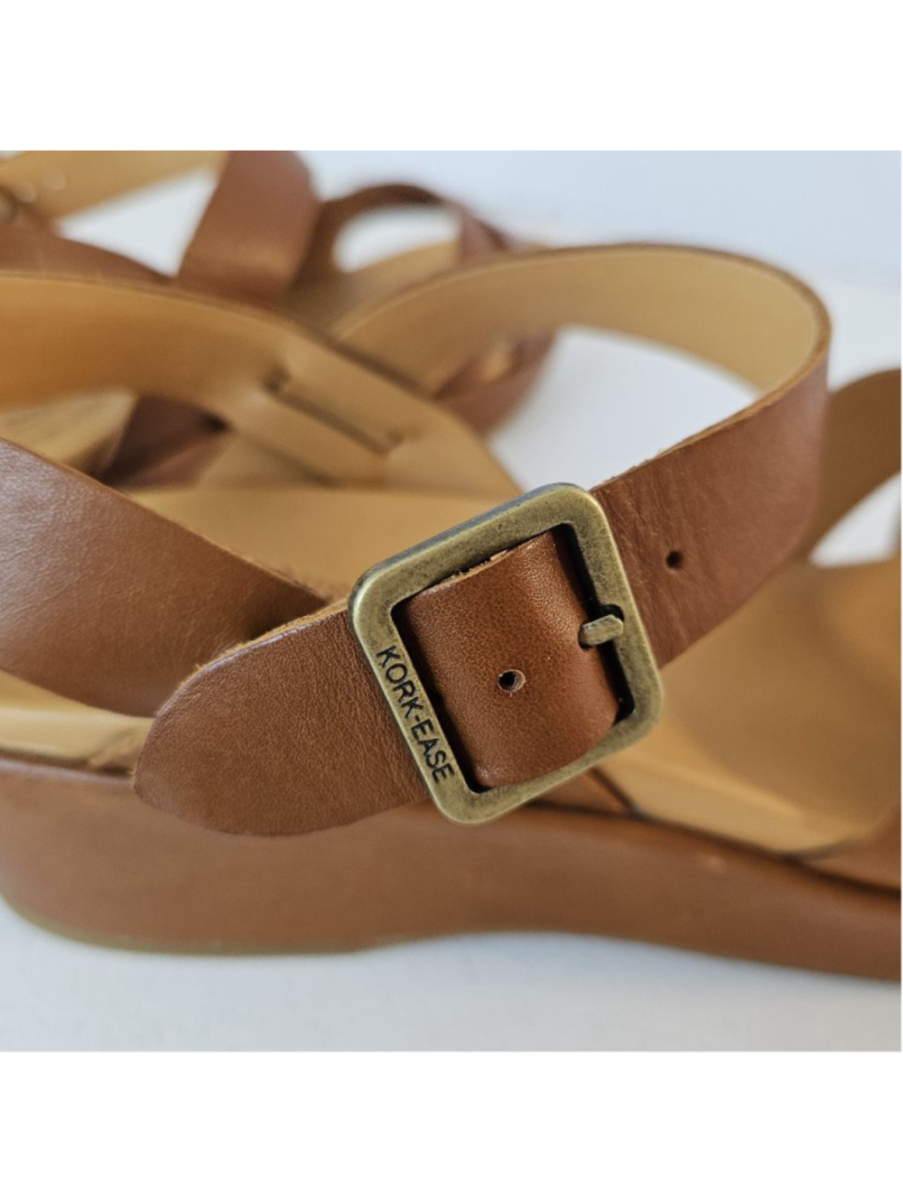 Kork-Ease Myrna 2.0 Rust Brown Leather Wedge Sandals Size 10 - Picture 9 of 12